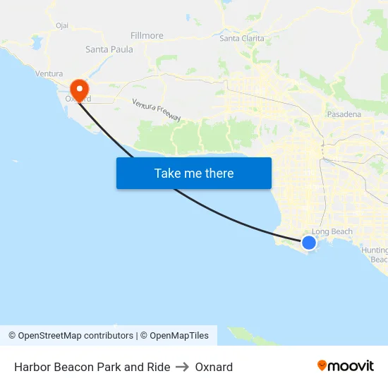 Harbor Beacon Park and Ride to Oxnard map