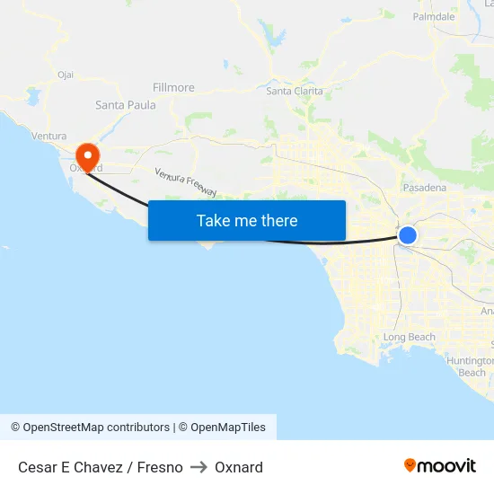 Cesar E Chavez / Fresno to Oxnard map