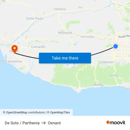 De Soto / Parthenia to Oxnard map