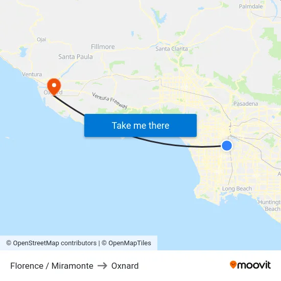 Florence / Miramonte to Oxnard map