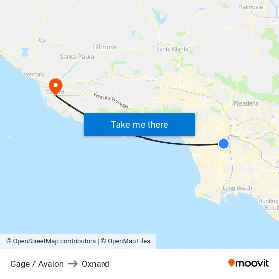 Gage / Avalon to Oxnard map