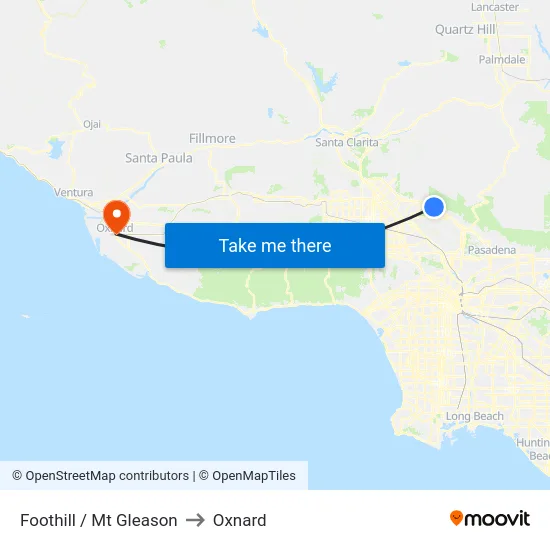 Foothill / Mt Gleason to Oxnard map