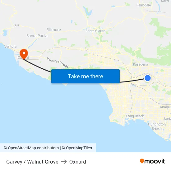 Garvey / Walnut Grove to Oxnard map