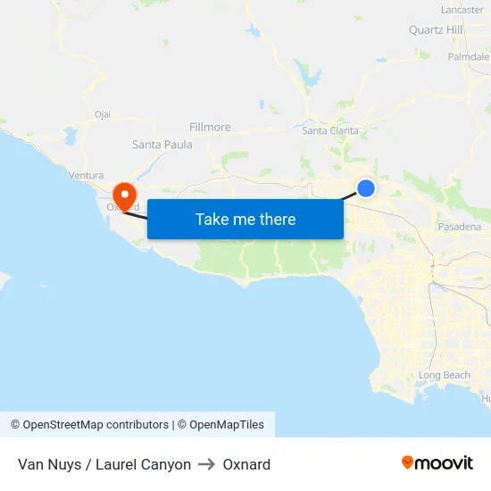 Van Nuys / Laurel Canyon to Oxnard map