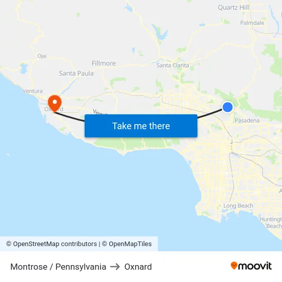 Montrose / Pennsylvania to Oxnard map
