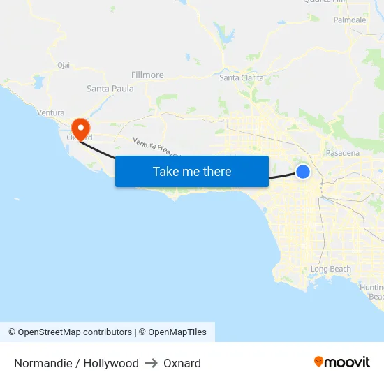 Normandie / Hollywood to Oxnard map