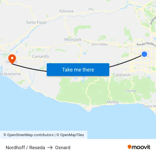 Nordhoff / Reseda to Oxnard map