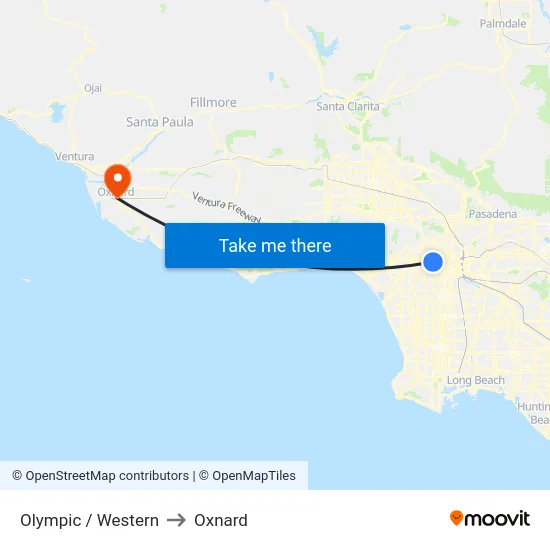 Olympic / Western to Oxnard map