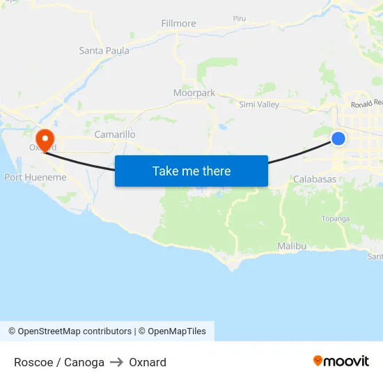 Roscoe / Canoga to Oxnard map