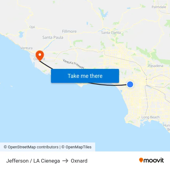 Jefferson / LA Cienega to Oxnard map