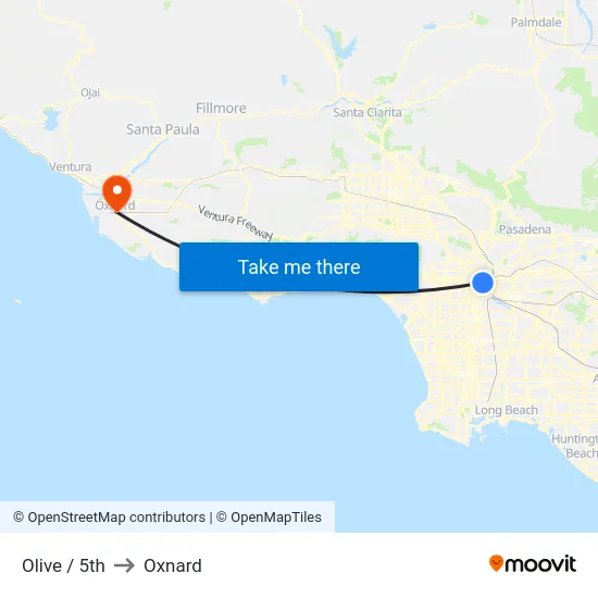 Olive / 5th to Oxnard map