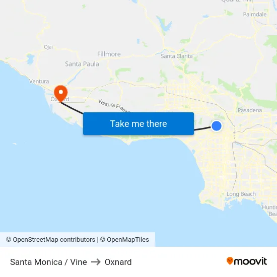 Santa Monica / Vine to Oxnard map