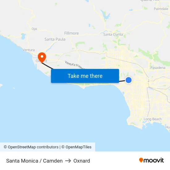 Santa Monica / Camden to Oxnard map