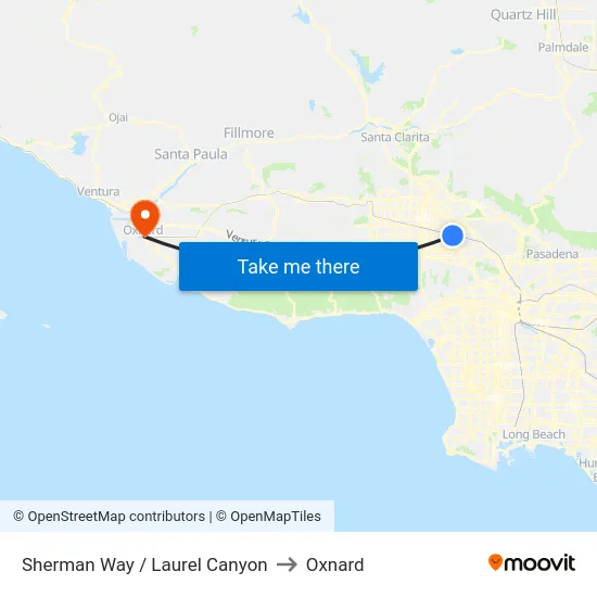 Sherman Way / Laurel Canyon to Oxnard map
