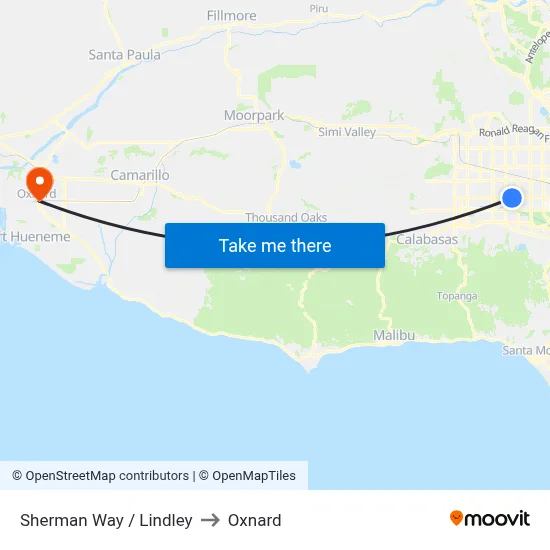 Sherman Way / Lindley to Oxnard map