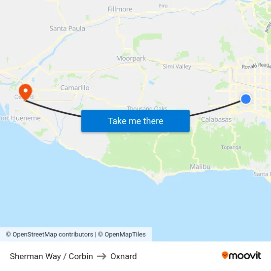 Sherman Way / Corbin to Oxnard map