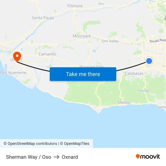 Sherman Way / Oso to Oxnard map