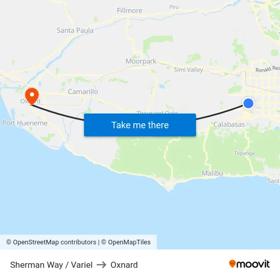 Sherman Way / Variel to Oxnard map