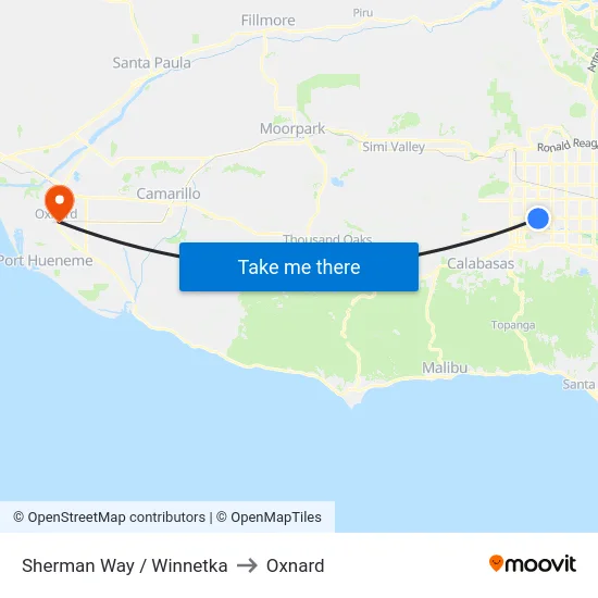 Sherman Way / Winnetka to Oxnard map