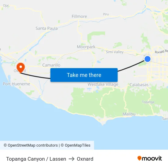 Topanga Canyon / Lassen to Oxnard map
