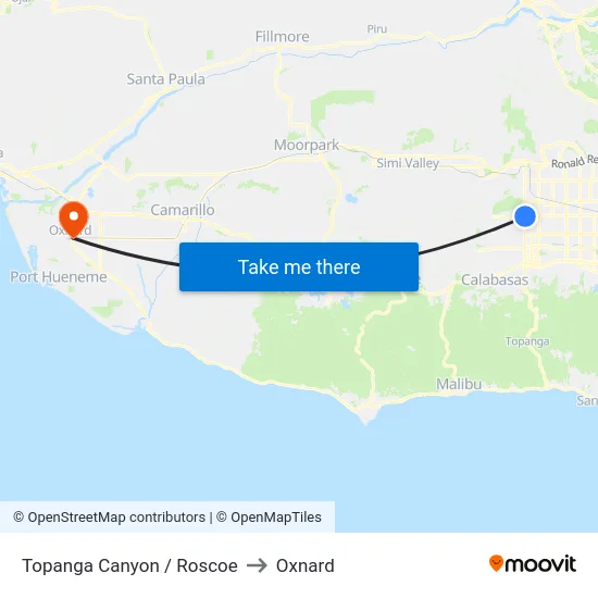 Topanga Canyon / Roscoe to Oxnard map