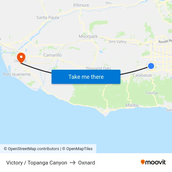 Victory / Topanga Canyon to Oxnard map