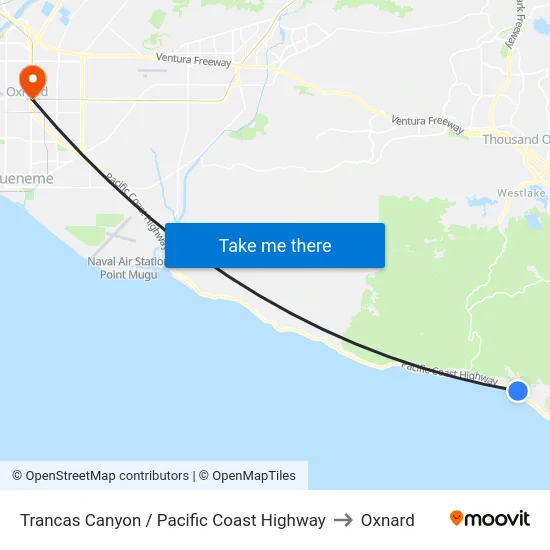 Trancas Canyon / Pacific Coast Highway to Oxnard map