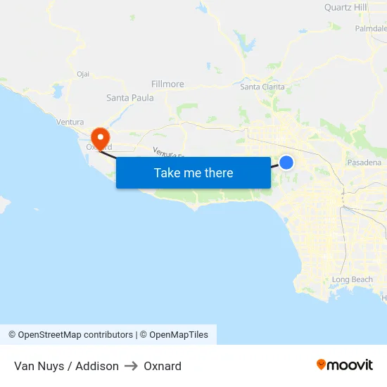 Van Nuys / Addison to Oxnard map