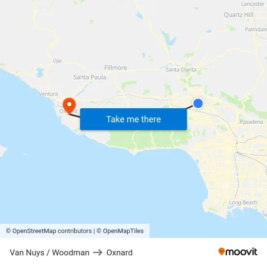 Van Nuys / Woodman to Oxnard map