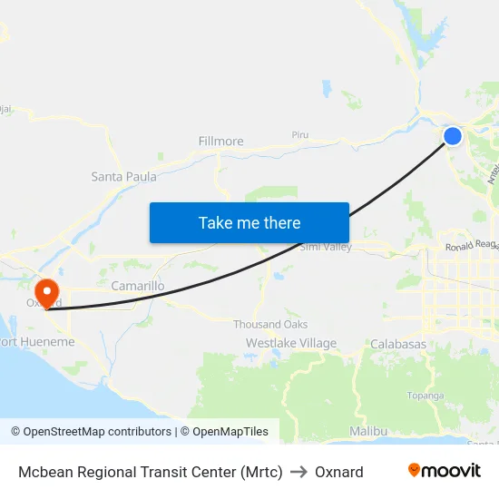 Mcbean Regional Transit Center (Mrtc) to Oxnard map