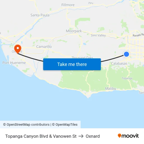 Topanga Canyon Blvd & Vanowen St to Oxnard map
