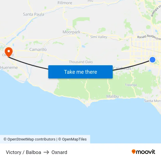 Victory / Balboa to Oxnard map