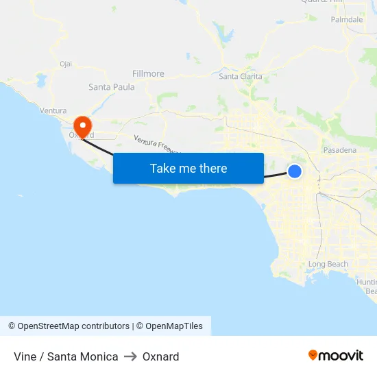 Vine / Santa Monica to Oxnard map