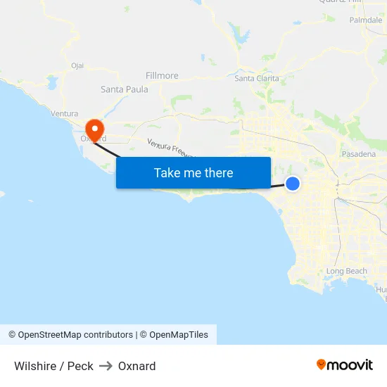 Wilshire / Peck to Oxnard map