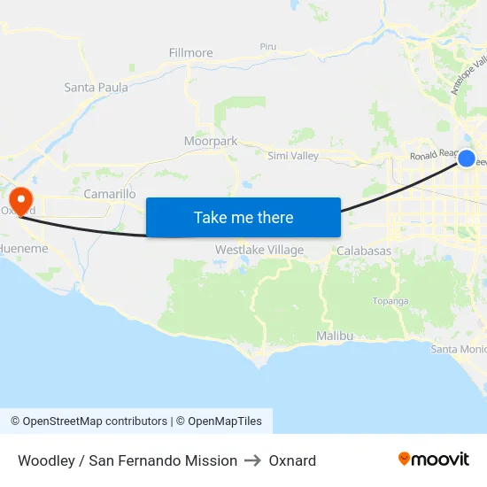 Woodley / San Fernando Mission to Oxnard map