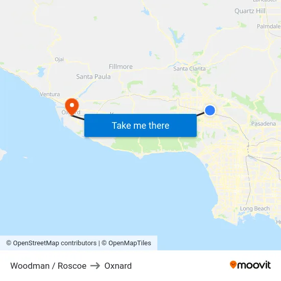 Woodman / Roscoe to Oxnard map