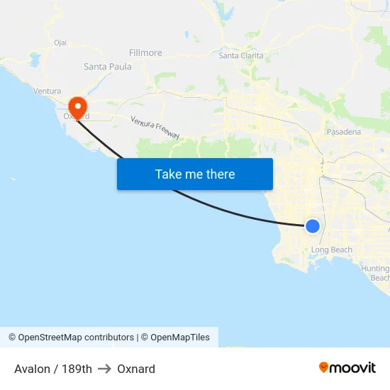Avalon / 189th to Oxnard map