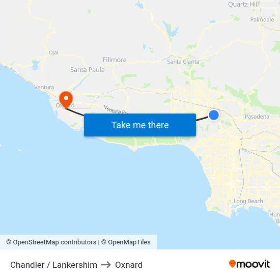Chandler / Lankershim to Oxnard map