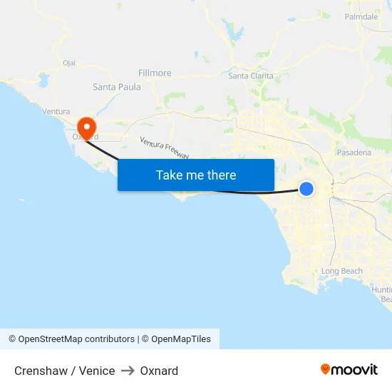 Crenshaw / Venice to Oxnard map