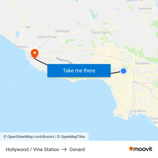 Hollywood / Vine Station to Oxnard map