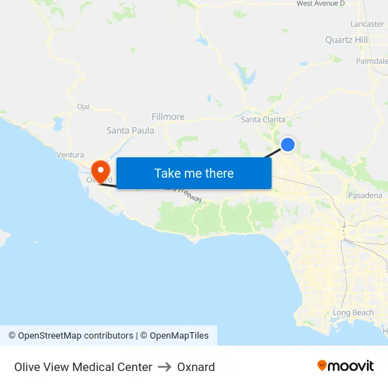 Olive View Medical Center to Oxnard map