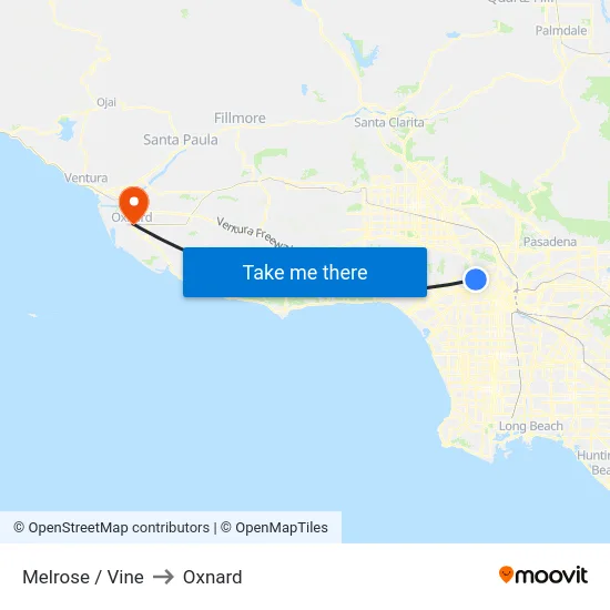 Melrose / Vine to Oxnard map