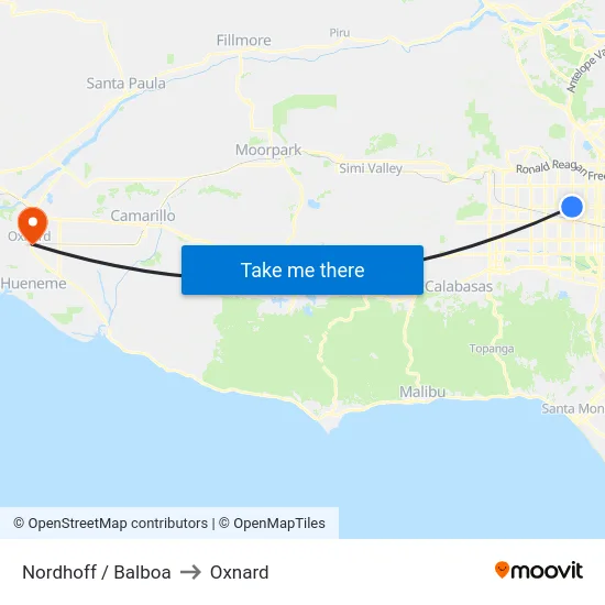 Nordhoff / Balboa to Oxnard map