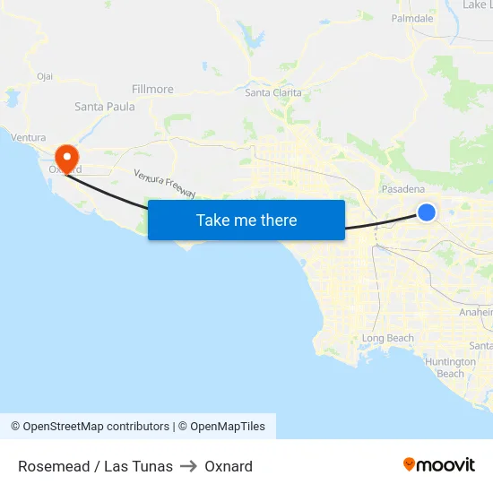 Rosemead / Las Tunas to Oxnard map
