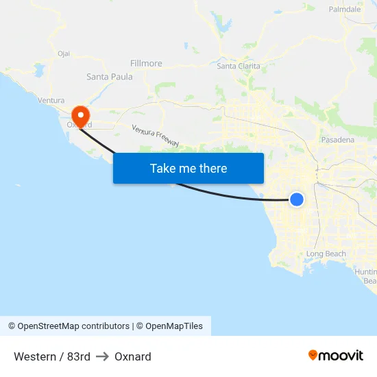 Western / 83rd to Oxnard map