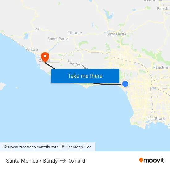 Santa Monica / Bundy to Oxnard map
