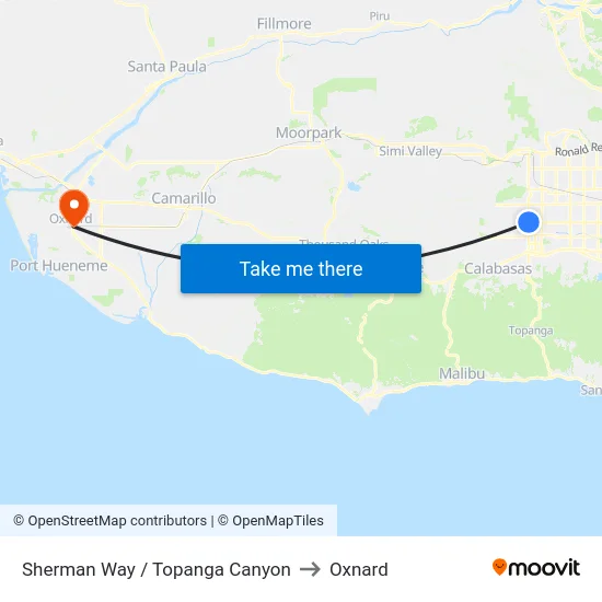 Sherman Way / Topanga Canyon to Oxnard map