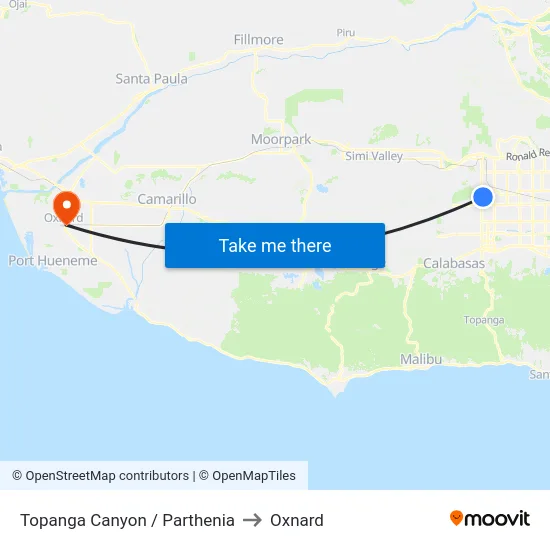 Topanga Canyon / Parthenia to Oxnard map