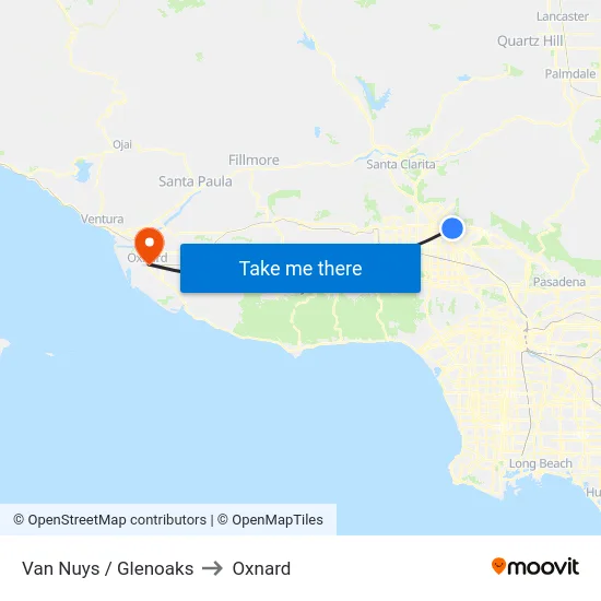 Van Nuys / Glenoaks to Oxnard map