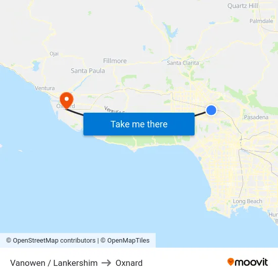 Vanowen / Lankershim to Oxnard map